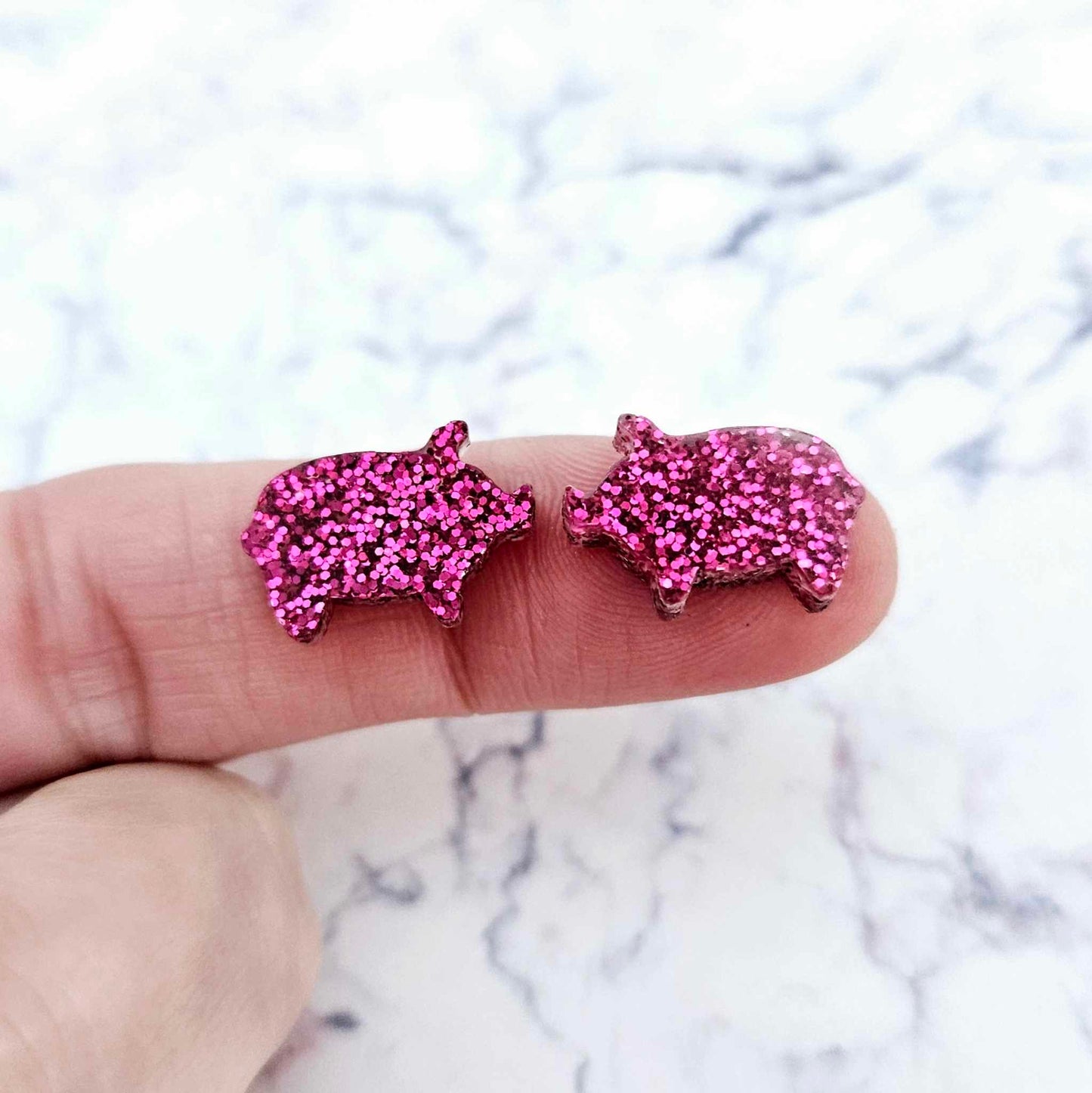 hot pink glitter pigs farm country DIY earring supplies laser cut acrylic studs blanks