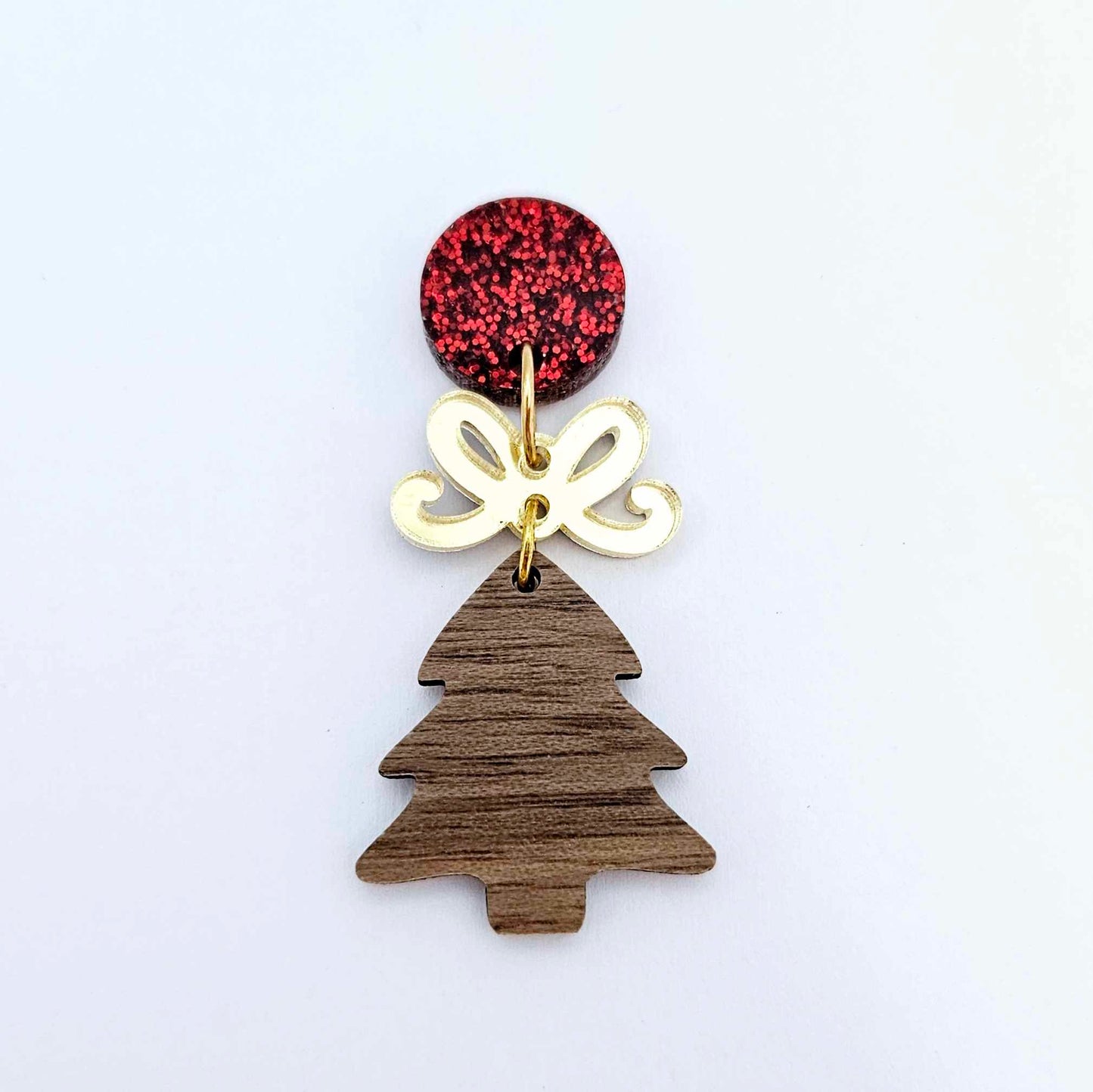 walnut wood Christmas trees mini petite DIY earring supplies laser cut dangles blanks
