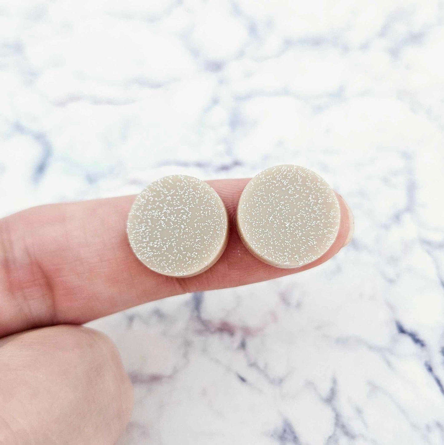 14mm BEIGE GLITTER Acrylic Toppers/Studs