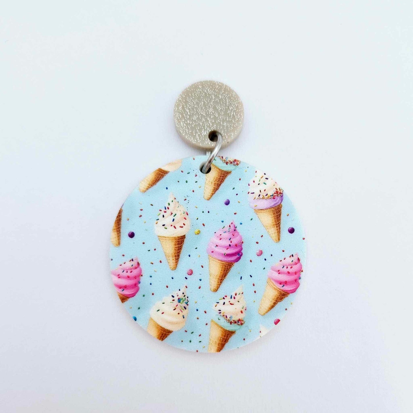 14mm BEIGE GLITTER Acrylic Toppers/Studs