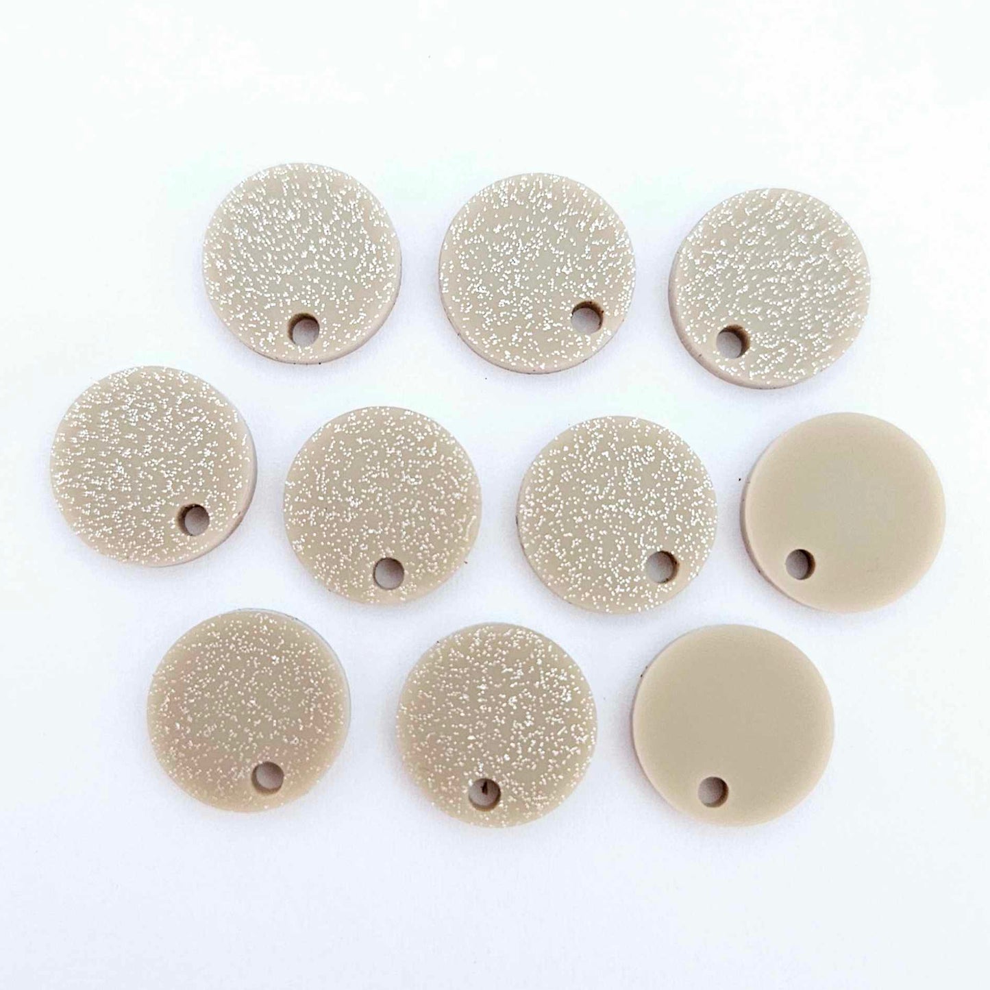 14mm BEIGE GLITTER Acrylic Toppers/Studs
