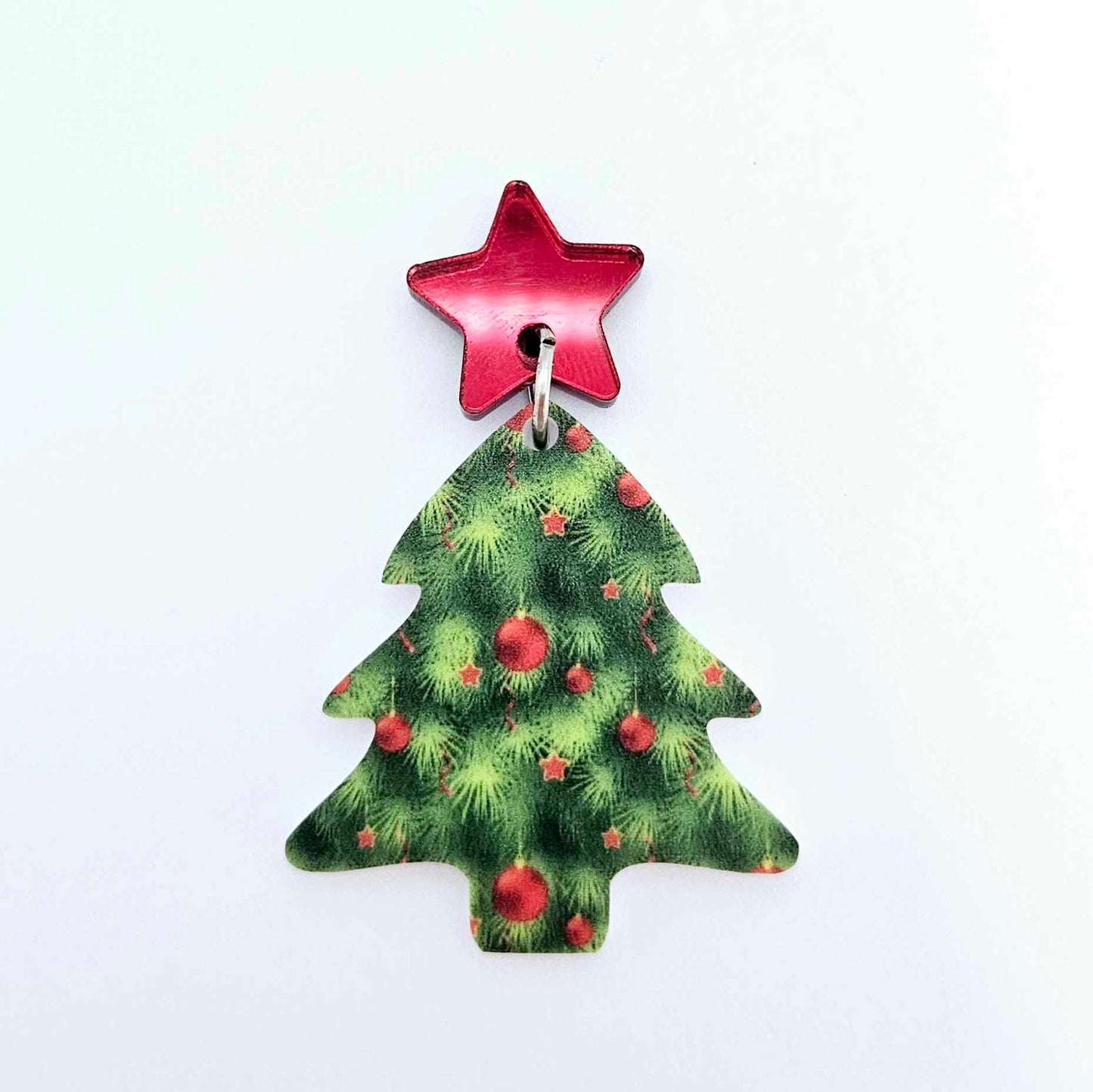 green UV print red baubles Christmas Xmas tree DIY earring supplies laser cut acrylic dangles blanks