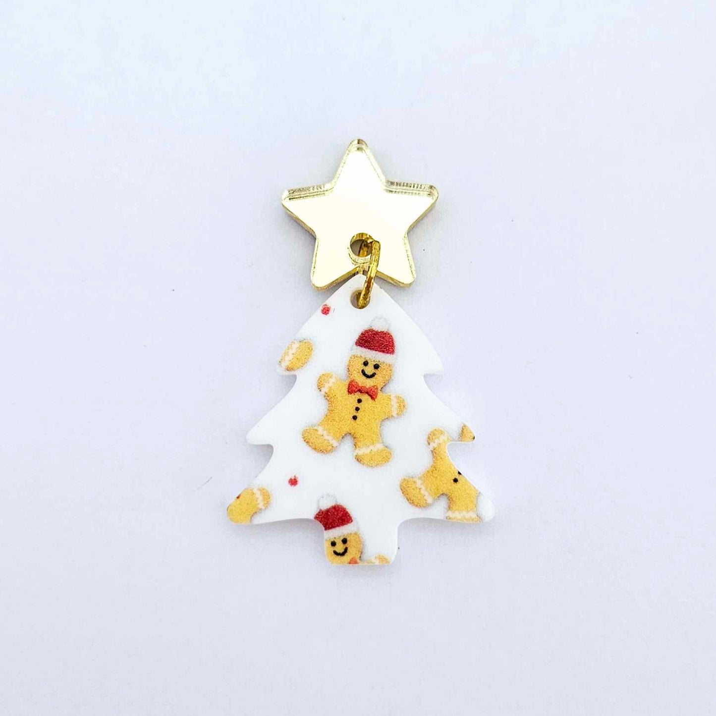25mm white red gingerbread men UV print Christmas Xmas mini tree DIY earring supplies laser cut acrylic dangles blanks