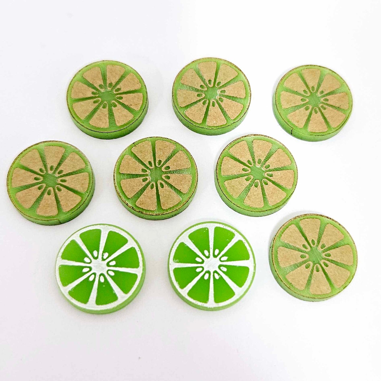 16mm lime green laser cut acrylic engraved lime slice earring stud blanks DIY craft supplies paint fill fruit summer