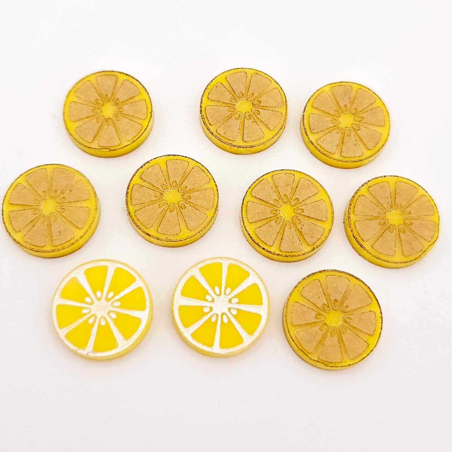 16mm yellow laser cut acrylic engraved lemon slice earring stud blanks DIY craft supplies paint fill fruit summer