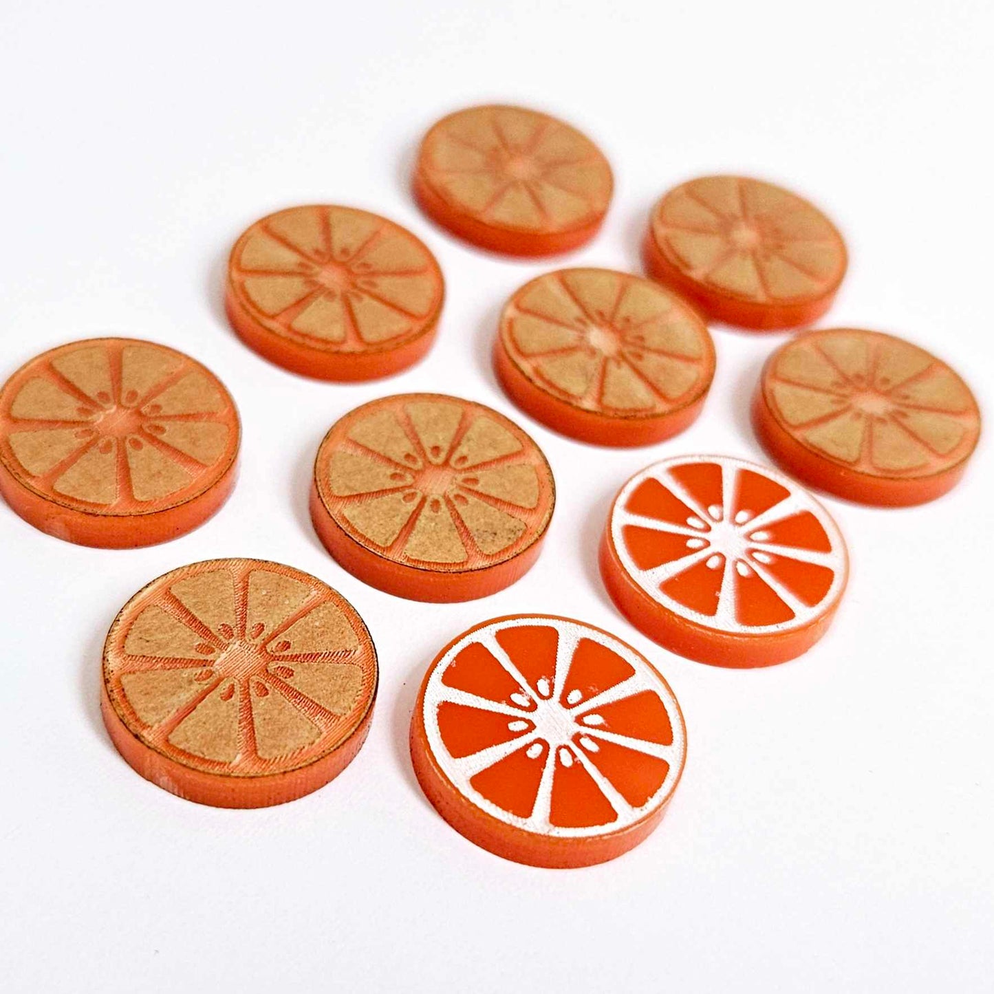 16mm orange laser cut acrylic engraved orange slice earring stud blanks DIY craft supplies paint fill fruit summer citrus
