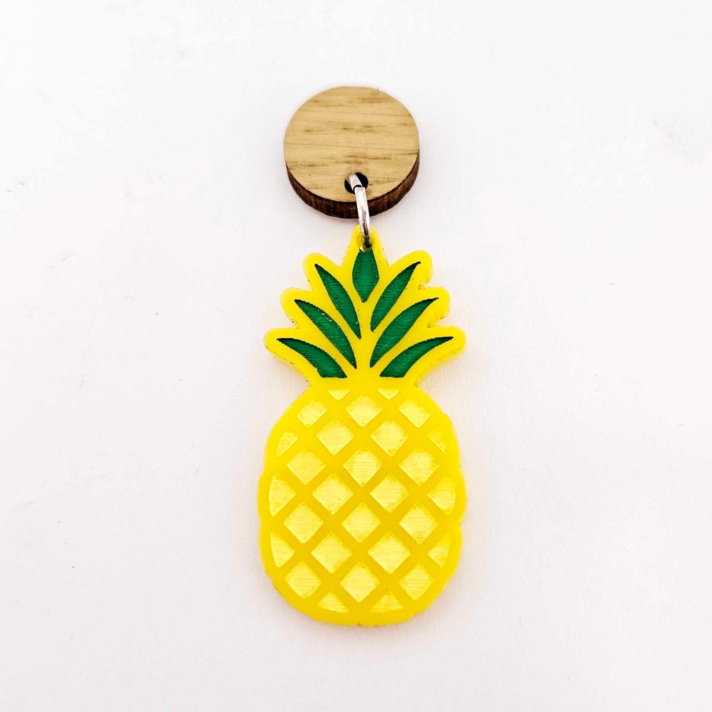 38mm yellow acrylic pineapple earring blanks laser cut engraved paint fill summer fruit DIY craft
