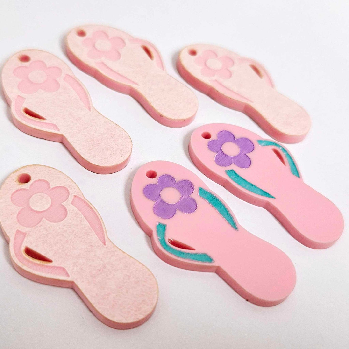 38mm pastel pink thongs flip flops DIY earring supplies laser cut acrylic dangles blanks summer Australia