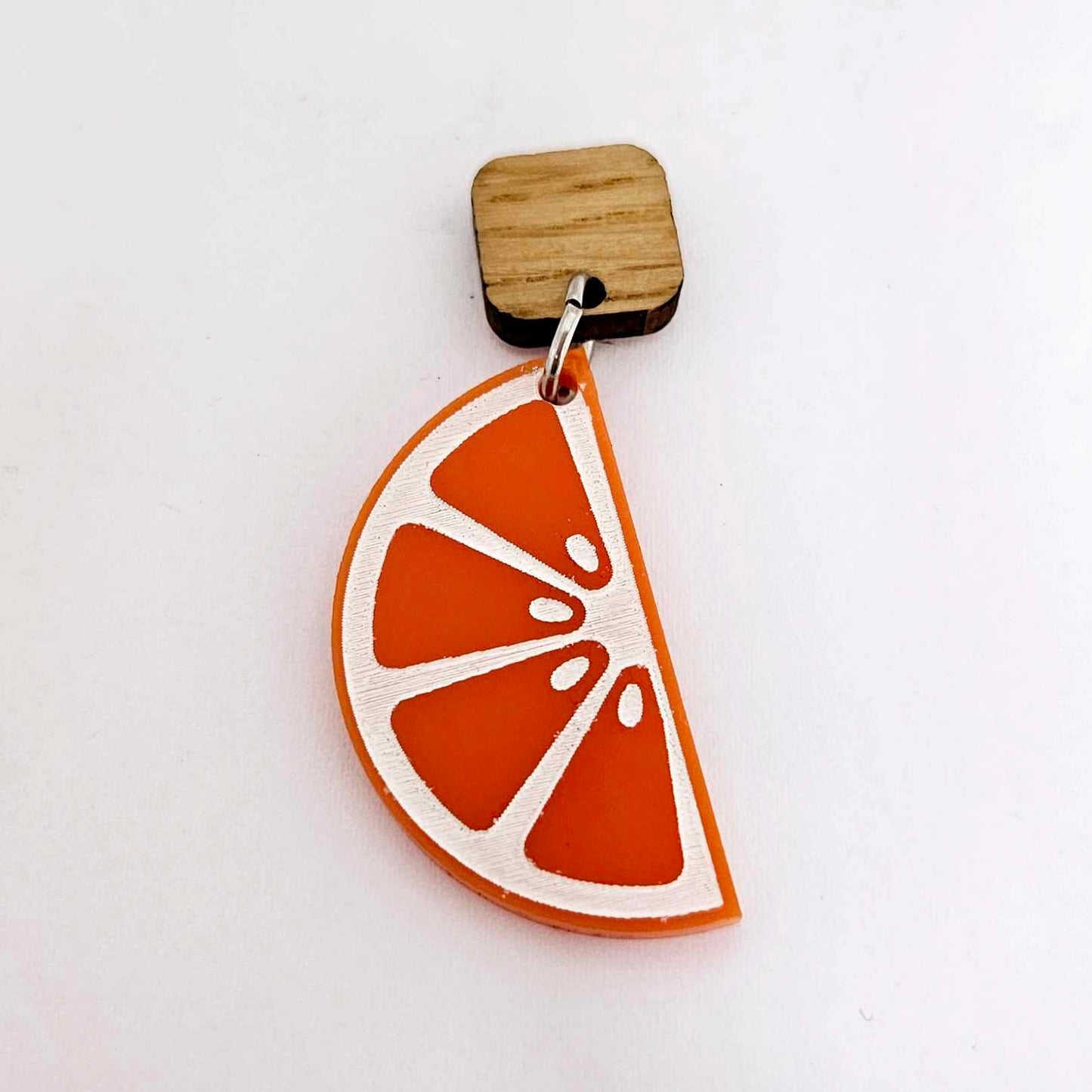 34mm orange laser cut acrylic engraved orange slice earring dangles blanks craft supplies summer fruit
