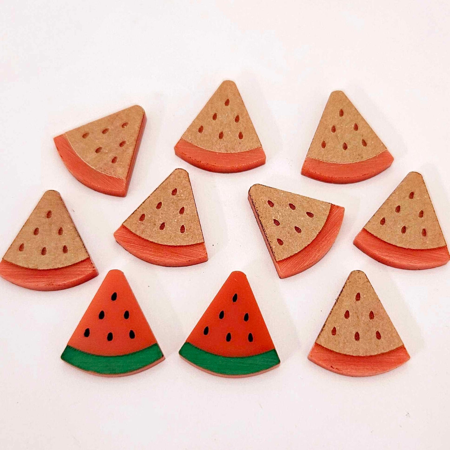 18mm red acrylic watermelon fruit DIY earring laser cut blanks studs summer engraved paint fill