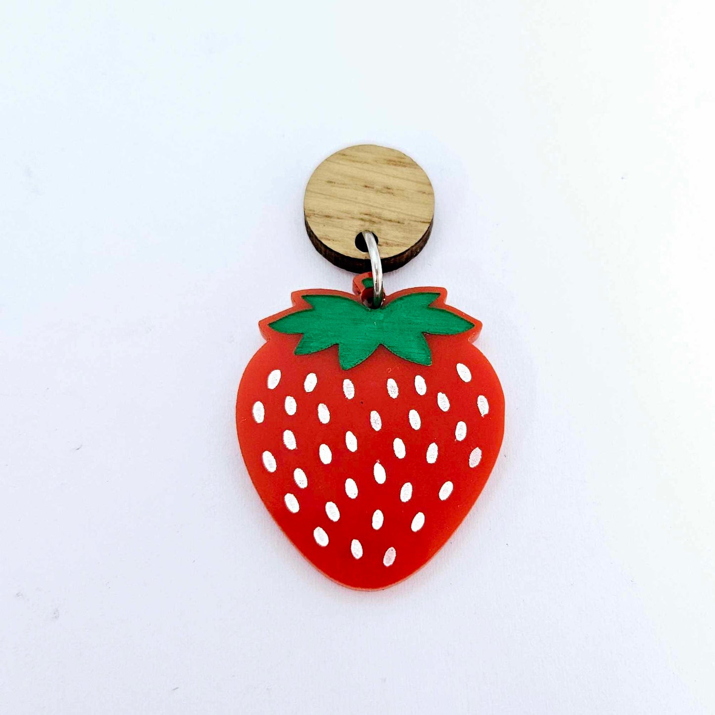 32mm solid red acrylic strawberry fruit DIY earring supplies blanks laser cut engraved paint fill summer