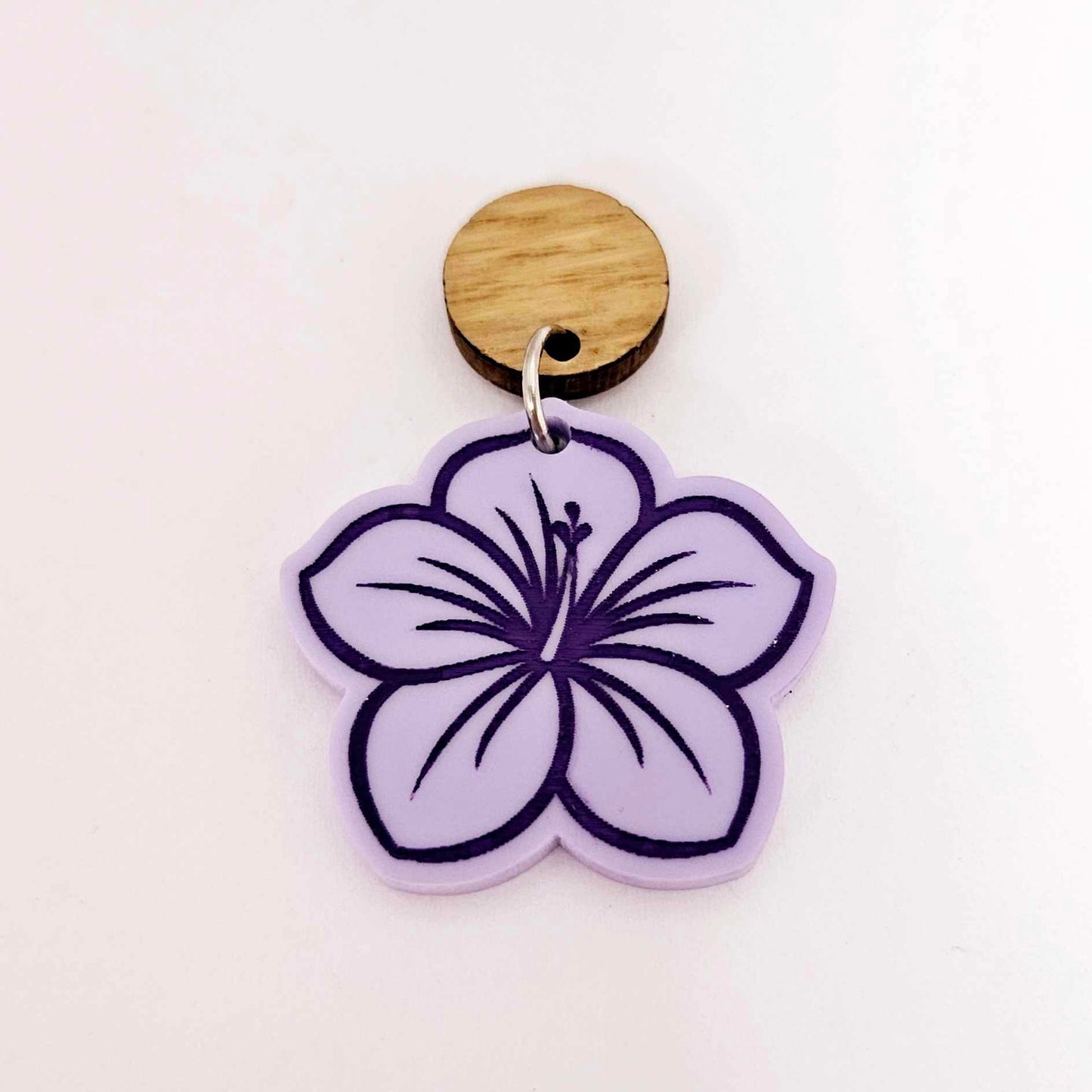 32mm pastel purple acrylic hibiscus flower DIY earring supplies laser cut dangles earring blanks engraved paint fill summer island vibes