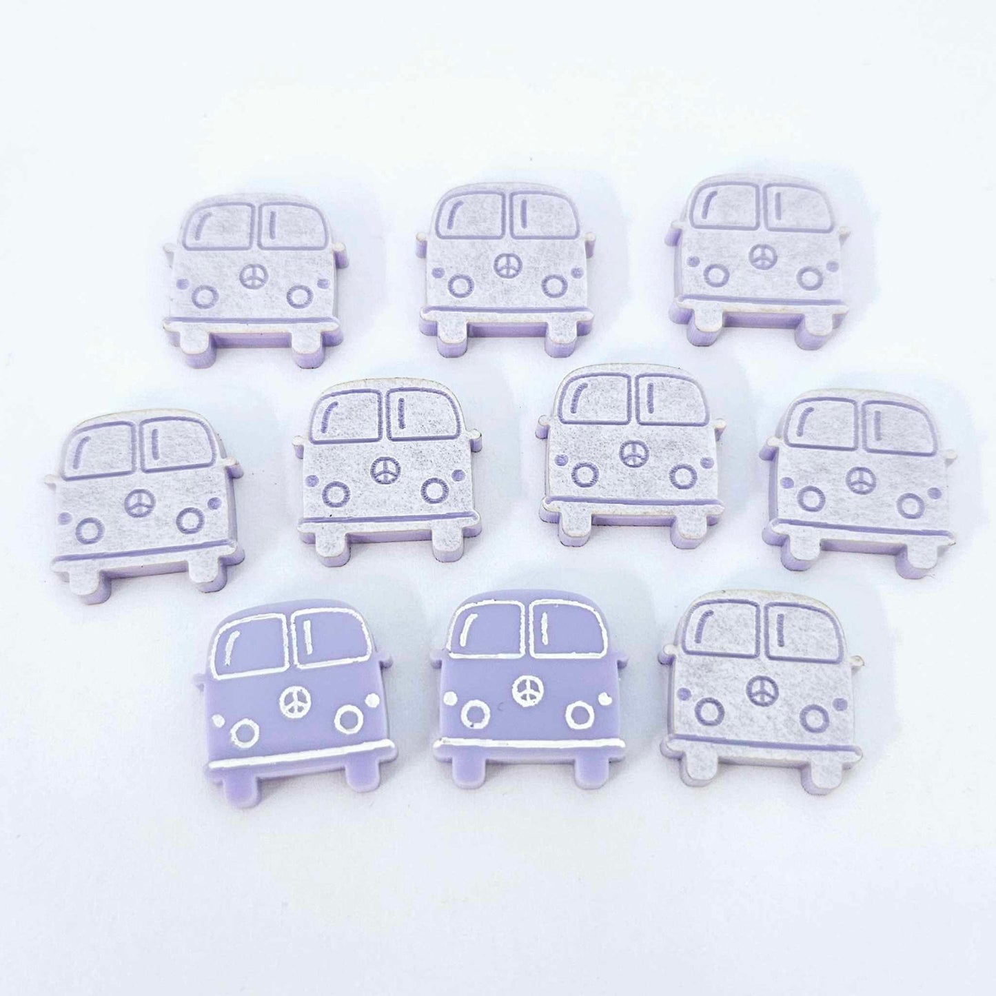 16mm pastel purple Kombi Vans DIY earring supplies laser cut acrylic studs blanks engraved paint fill summer