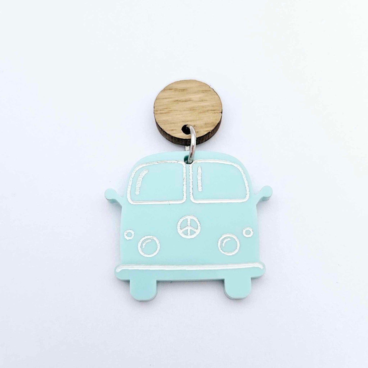 32mm pastel turquoise aqua vintage Kombi Vans DIY earring supplies laser cut acrylic dangles blanks engraved paint fill summer
