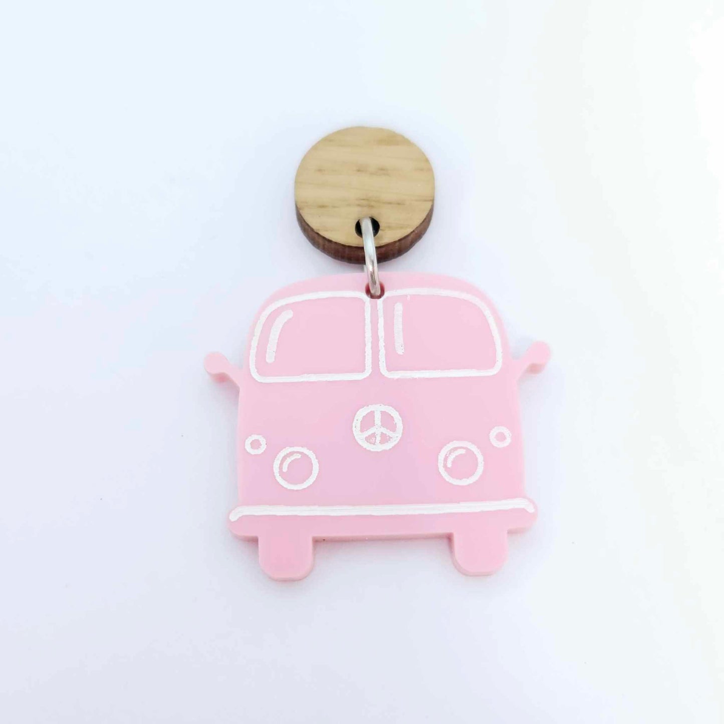 32mm pastel pink vintage Kombi Vans DIY earring supplies laser cut acrylic dangles blanks engraved paint fill summer