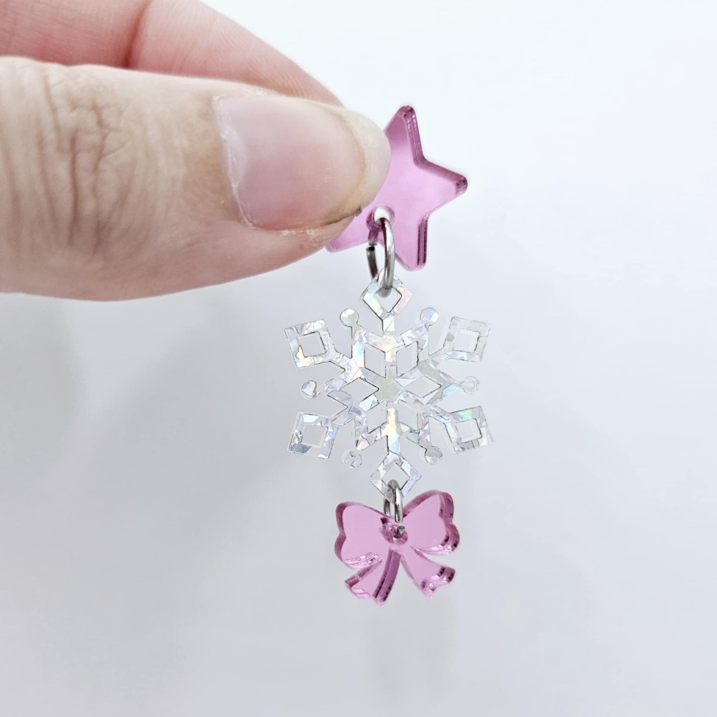 pink mirror bows ribbon DIY earring supplies laser cut acrylic dangles blanks