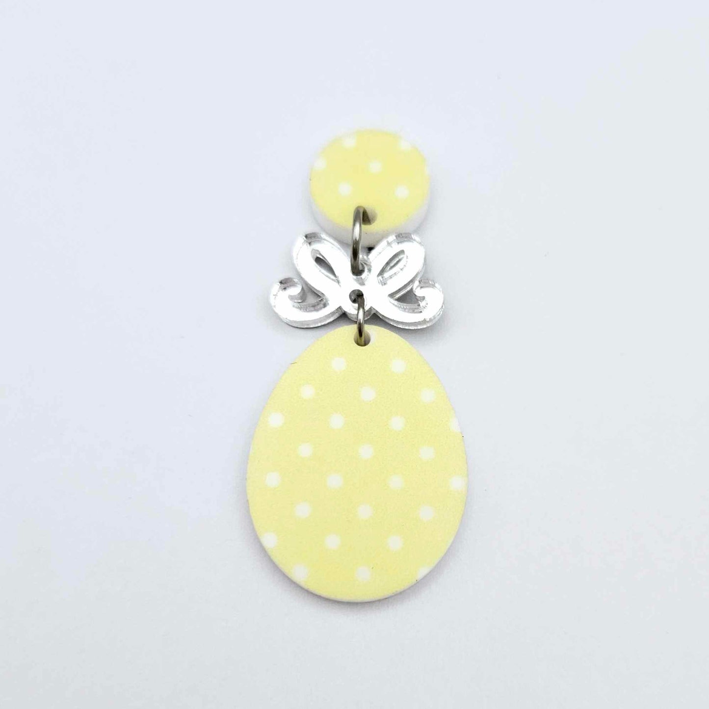 30mm pastel pink purple blue green yellow polka dot UV printed acrylic Easter Eggs mixed pack DIY earring blanks