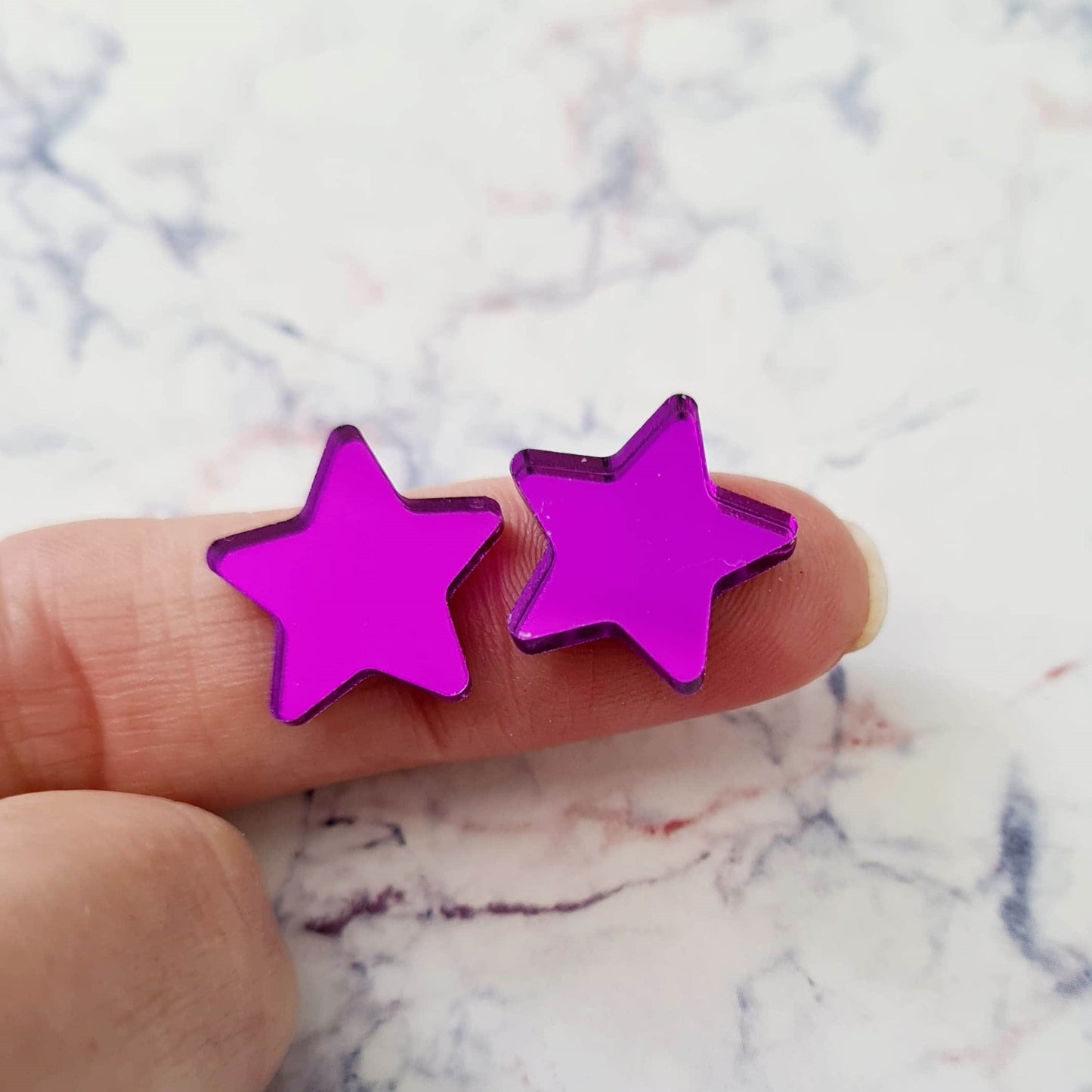 16mm PURPLE MIRROR Acrylic STAR Toppers/Studs