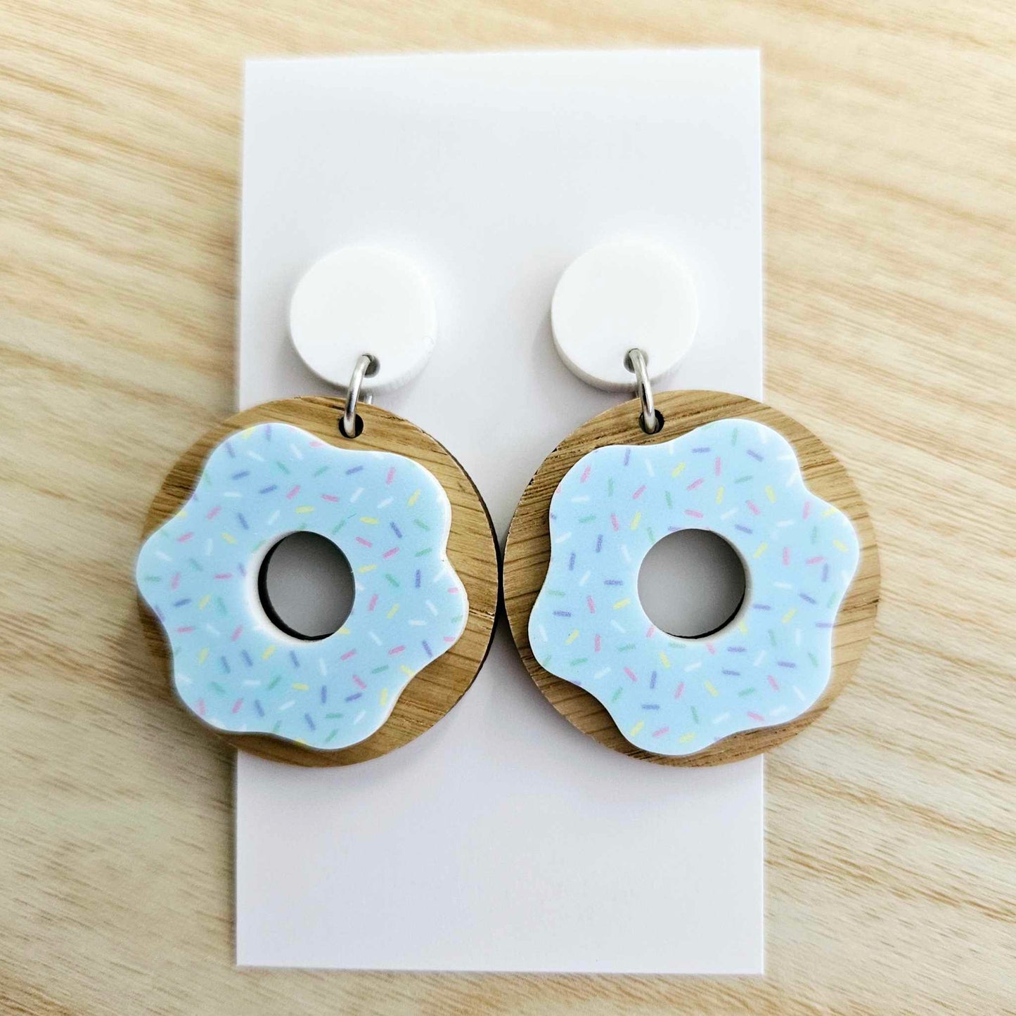35mm OAK & BLUE SPRINKLE Acrylic DONUTS