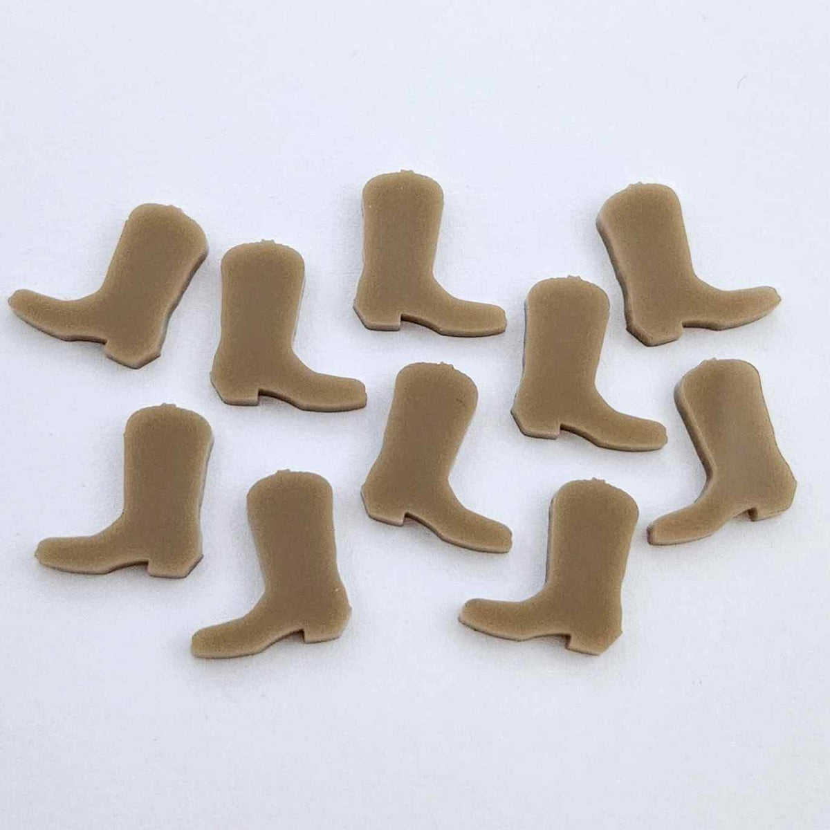 15mm iced coffee acrylic boot stud earring blanks laid flat.