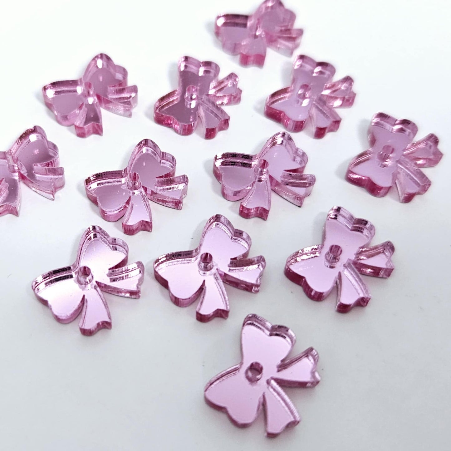pink mirror bows ribbon DIY earring supplies laser cut acrylic dangles blanks