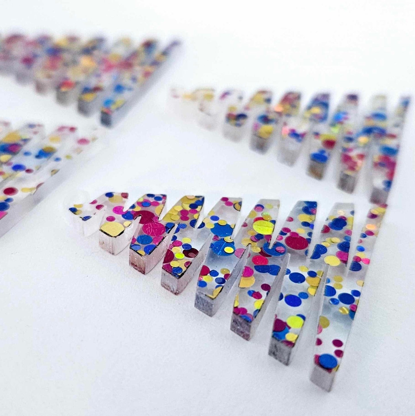 pink carnival purple blue gold bubble glitter zigzag Christmas tree DIY acrylic earring supplies dangles blanks mixed pack