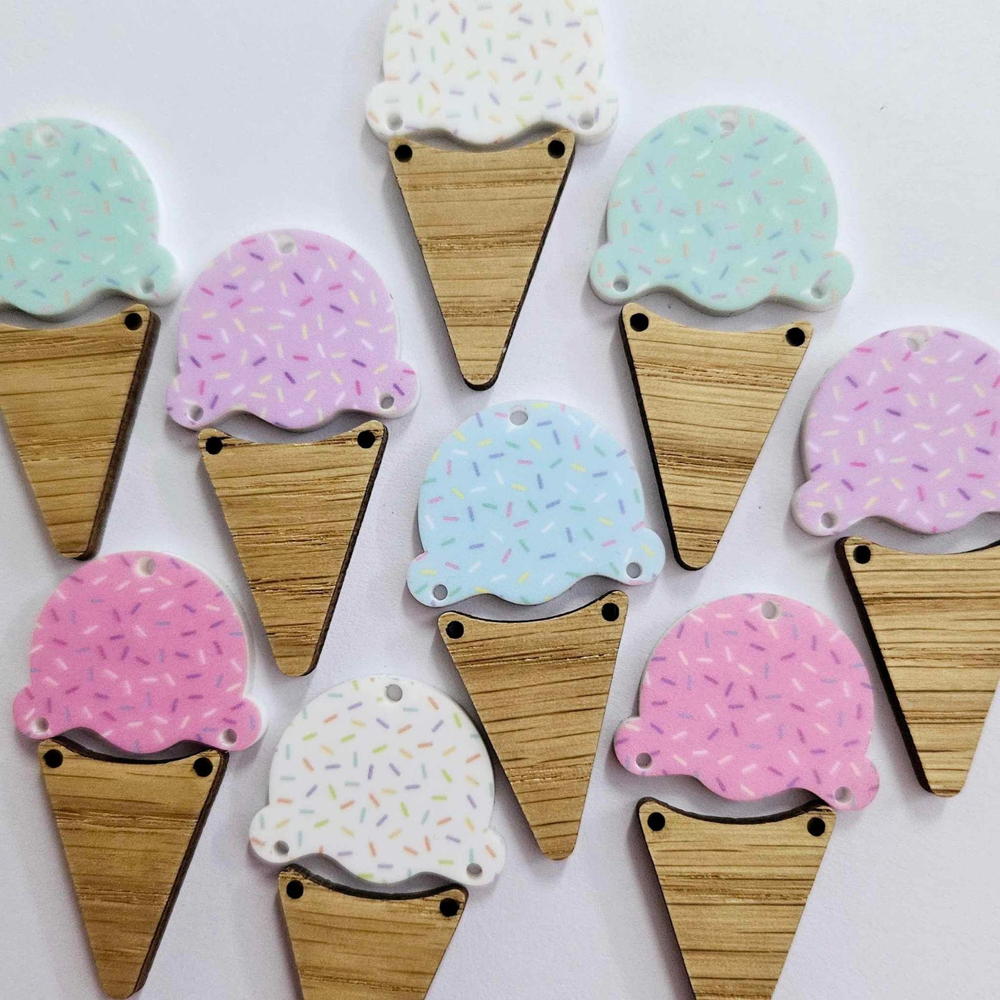 50mm SPRINKLE Acrylic SINGLE SCOOP ICE-CREAM MIXED PACK