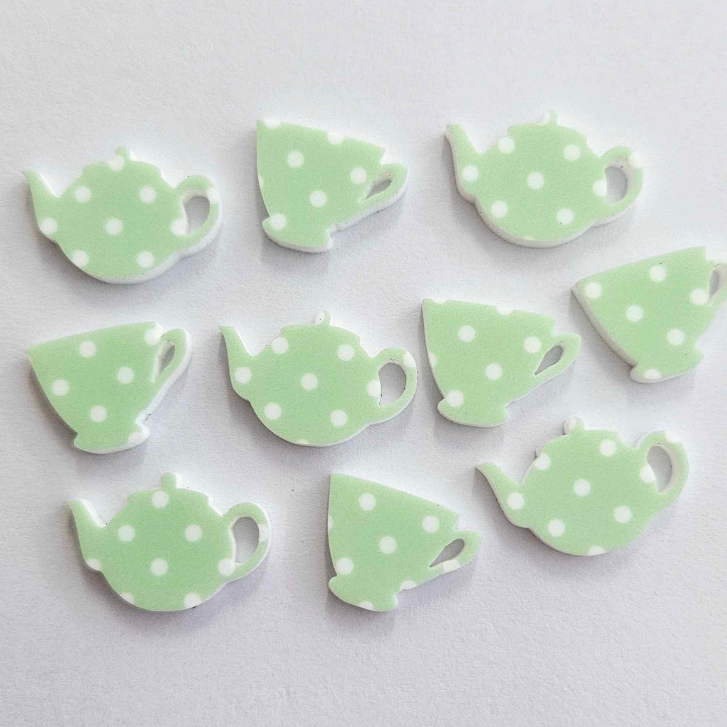 20mm GREEN POLKA DOT Acrylic TEAPOT & TEACUP