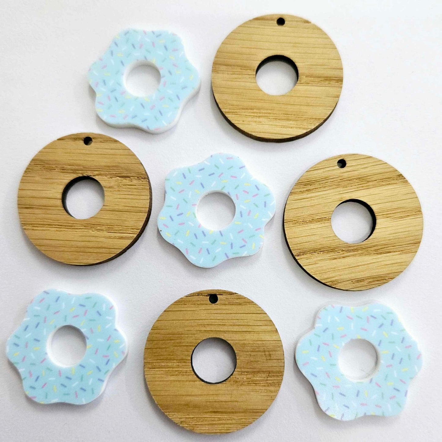 35mm OAK & BLUE SPRINKLE Acrylic DONUTS