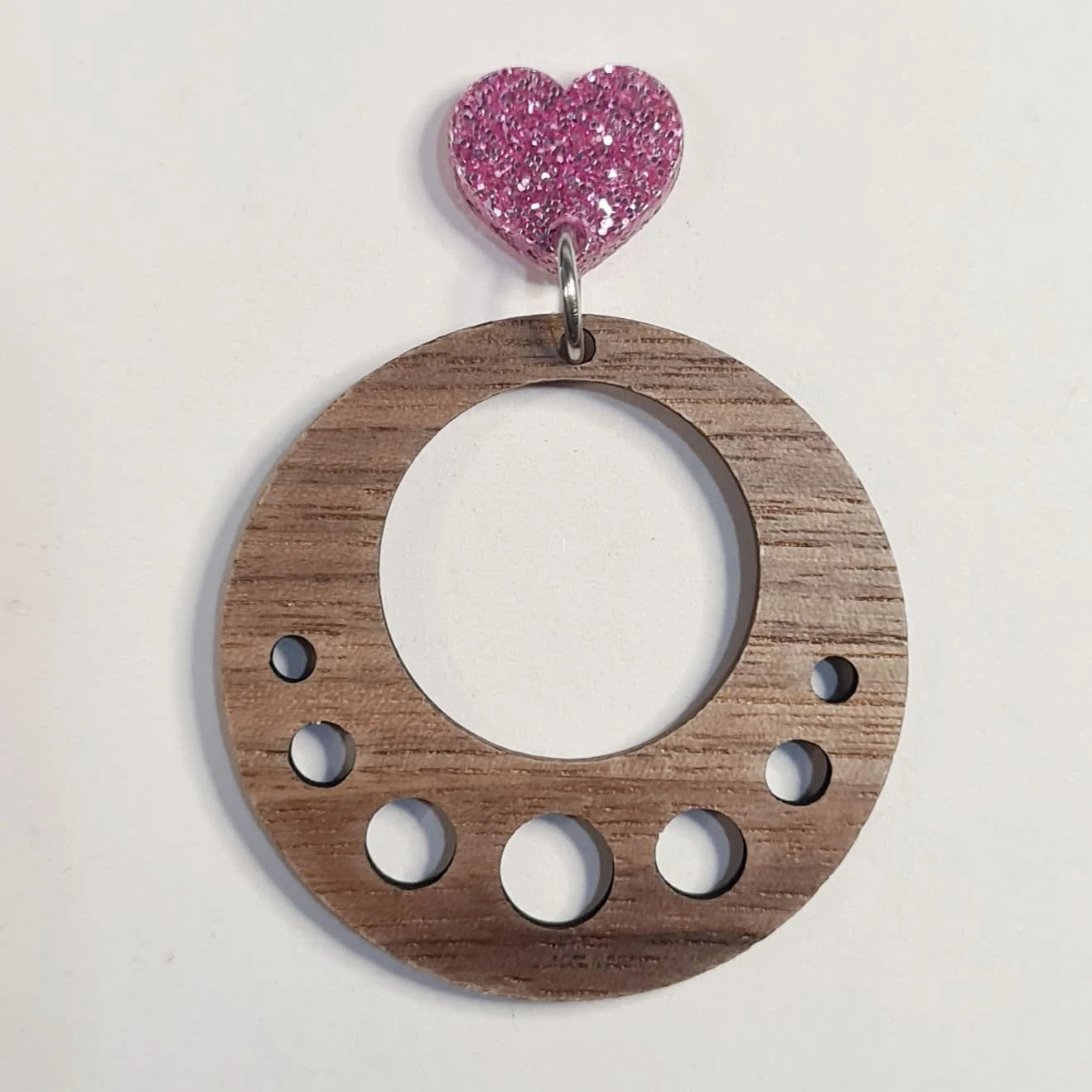 14mm PINK GLITTER Acrylic HEART Toppers/Studs.