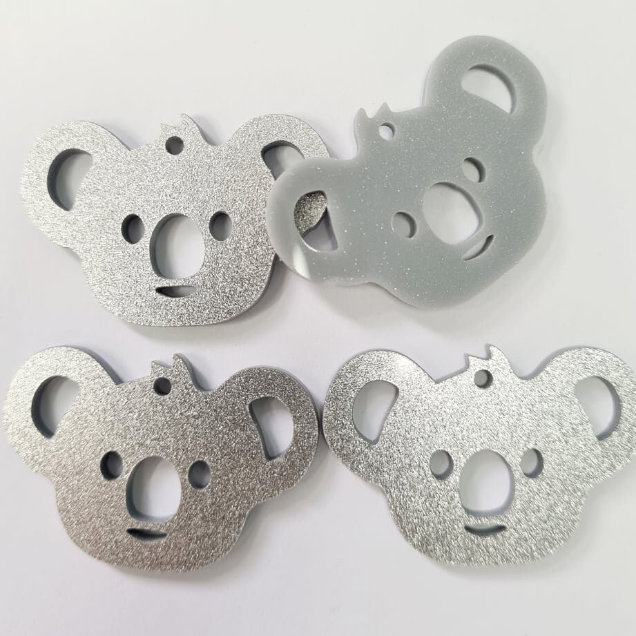 40mm GREY SILVER GLITTER Acrylic KOALAS