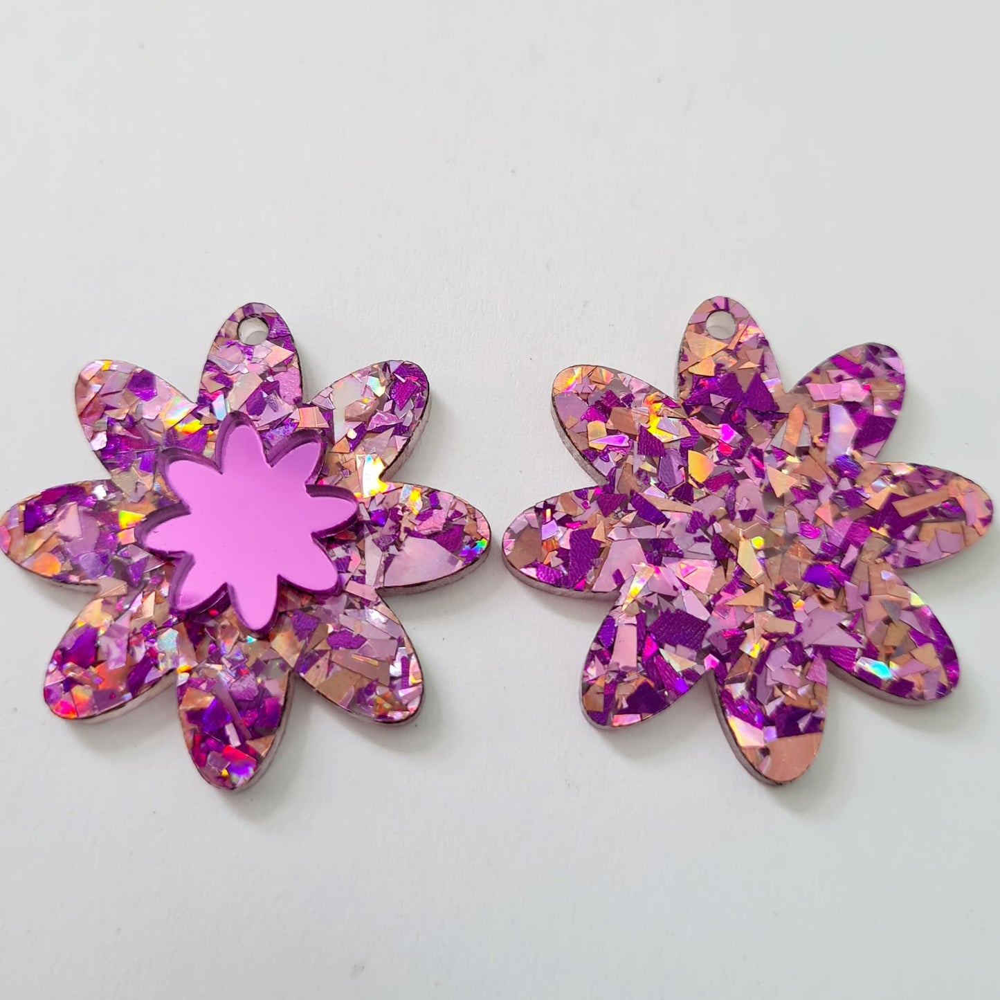 36mm CHUNKY UNICORN GLITTER Acrylic FLOWERS