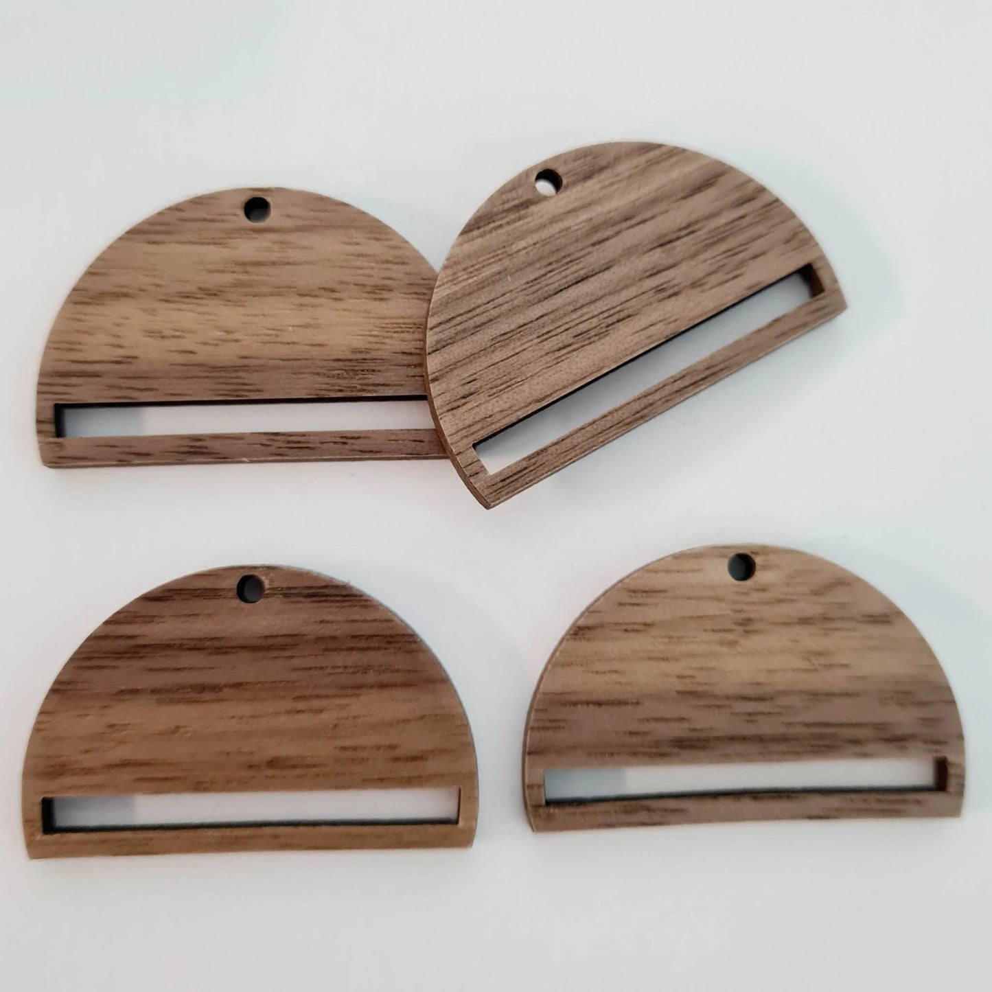 38mm WALNUT Veneer MACRAME Semi Circles