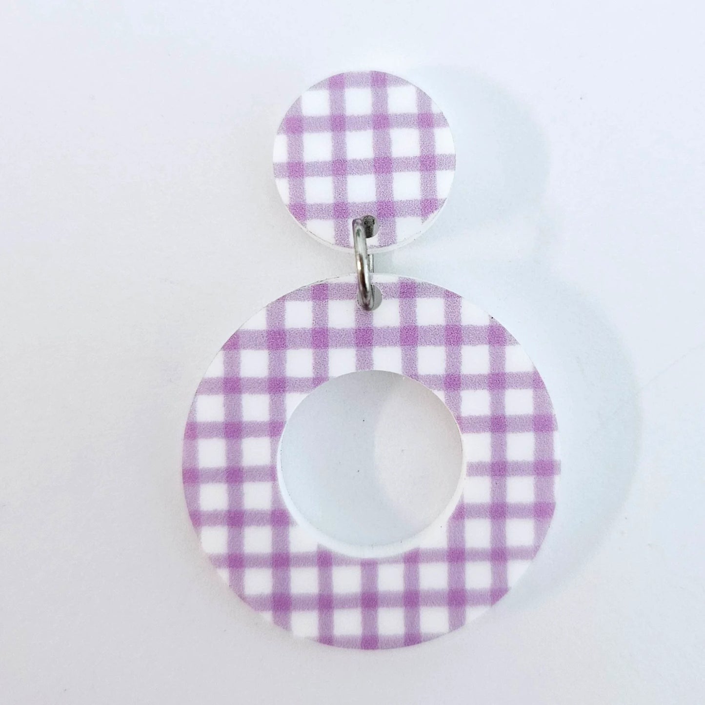 33mm PURPLE GINGHAM Acrylic MINI HOOPS, with toppers