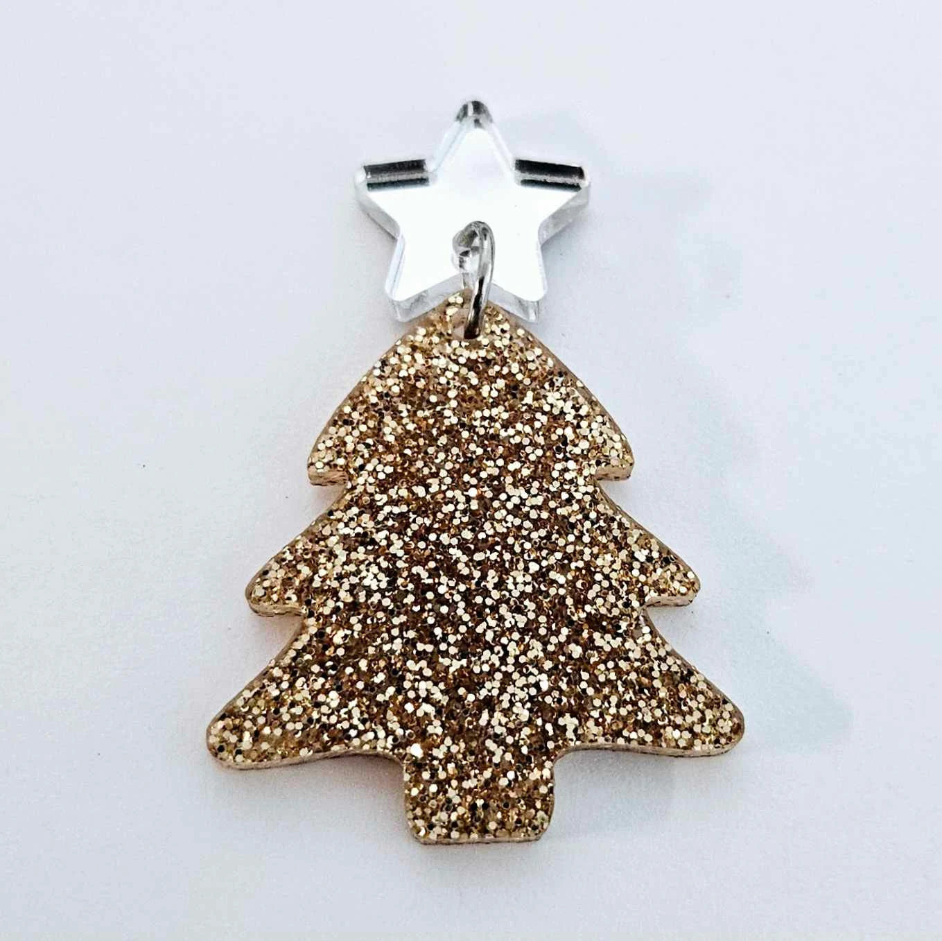 35mm ROSE GOLD GLITTER Acrylic CHRISTMAS TREES