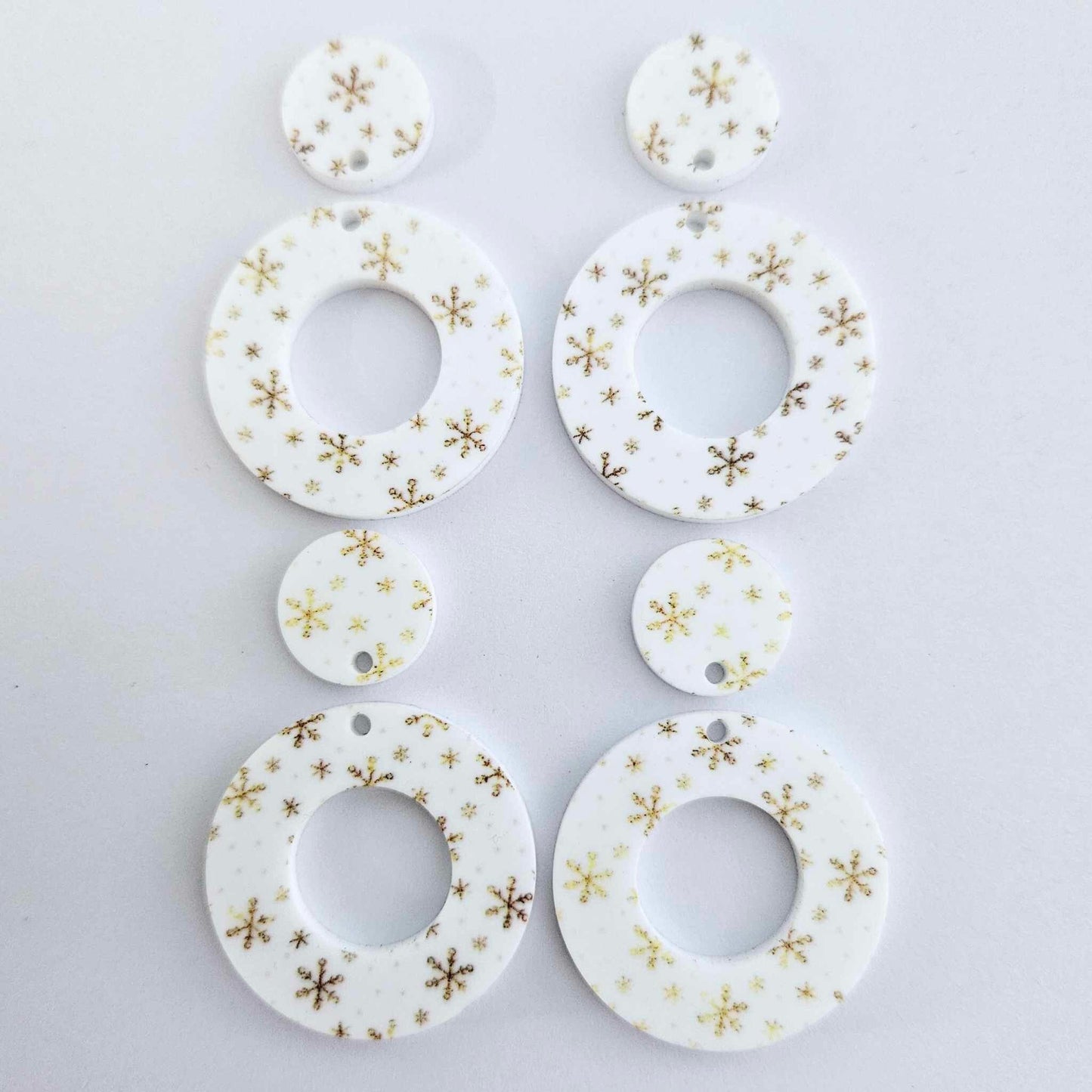 33mm CHRISTMAS SNOWFLAKE Acrylic MINI HOOPS, with toppers