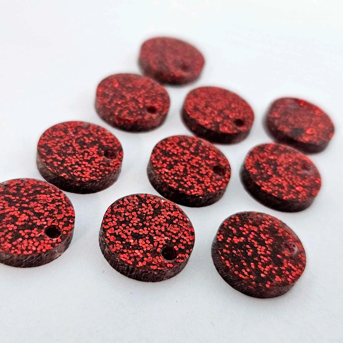 red glitter DIY earring supplies laser cut acrylic dangles toppers studs Christmas Xmas