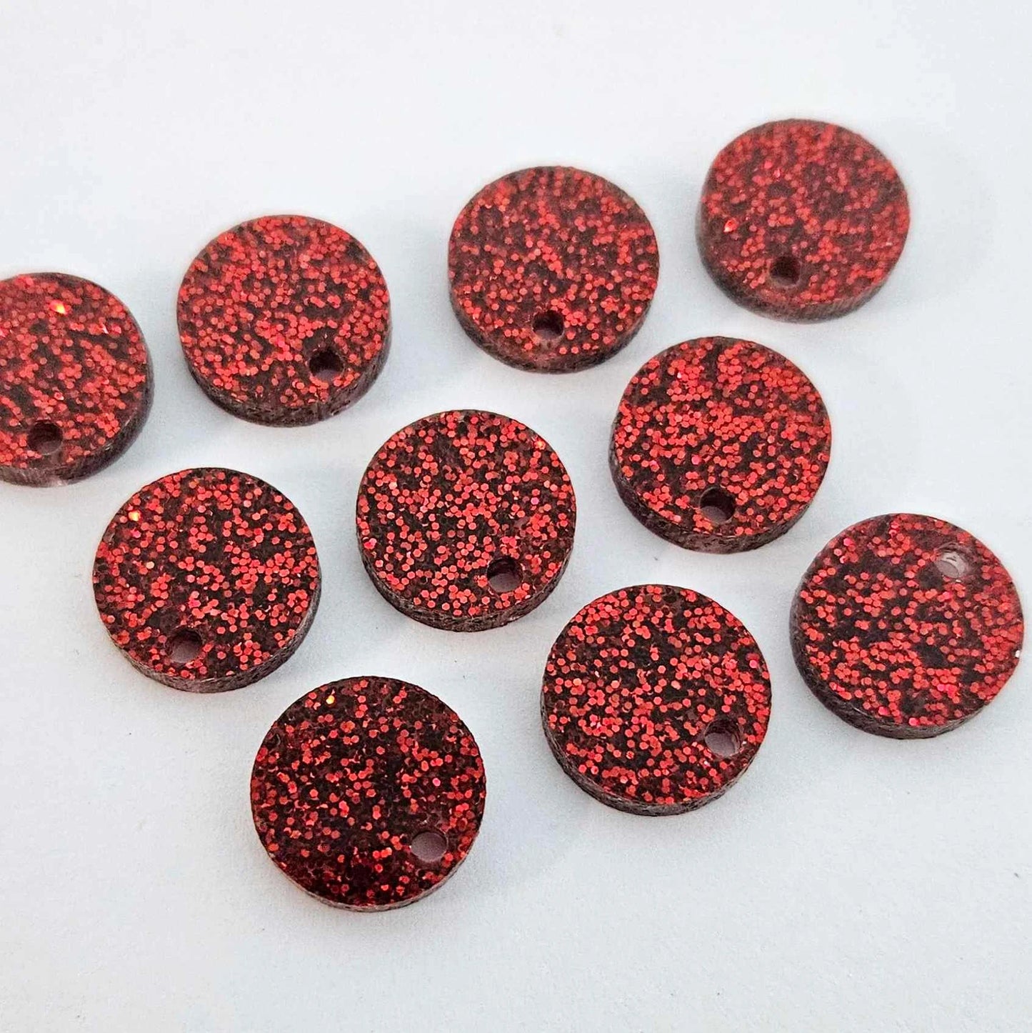 red glitter DIY earring supplies laser cut acrylic dangles toppers studs Christmas Xmas
