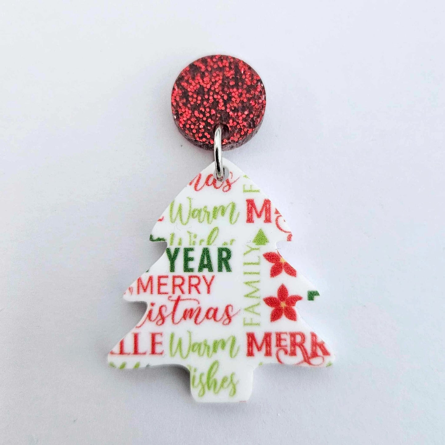 red glitter DIY earring supplies laser cut acrylic dangles toppers studs Christmas Xmas