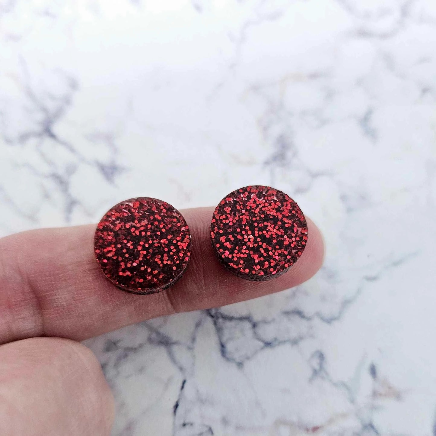 red glitter DIY earring supplies laser cut acrylic dangles toppers studs Christmas Xmas