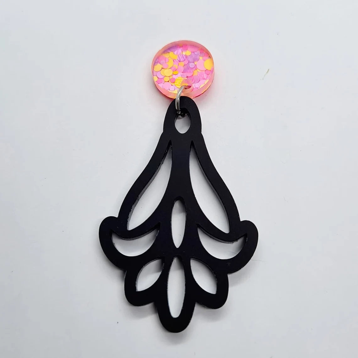 14mm FLUROESCENT CONFETTI GLITTER Acrylic Toppers/Studs