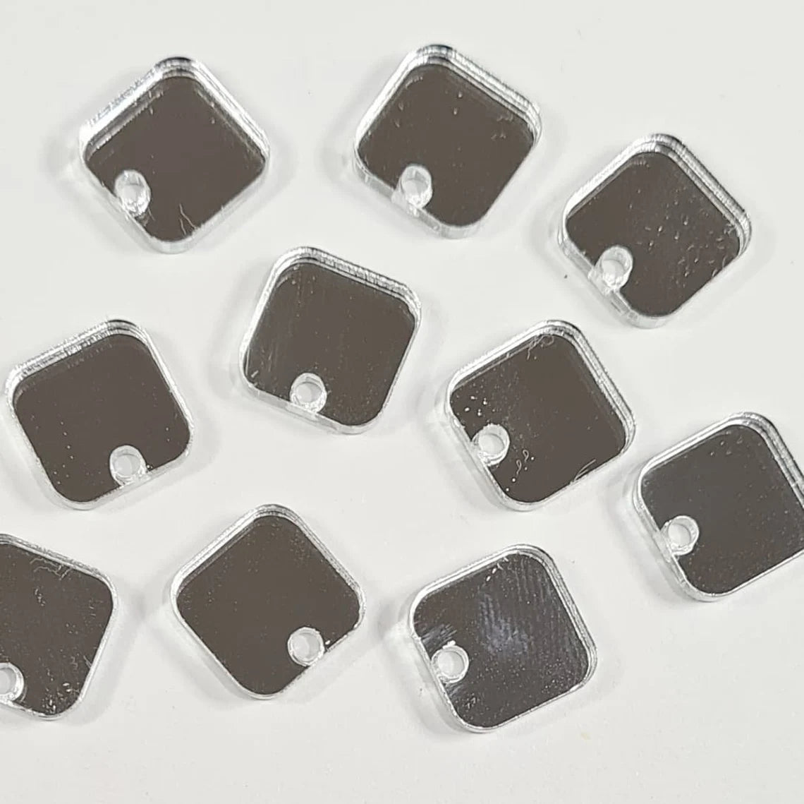 12mm SILVER MIRROR Acrylic SQUARES Toppers/Studs