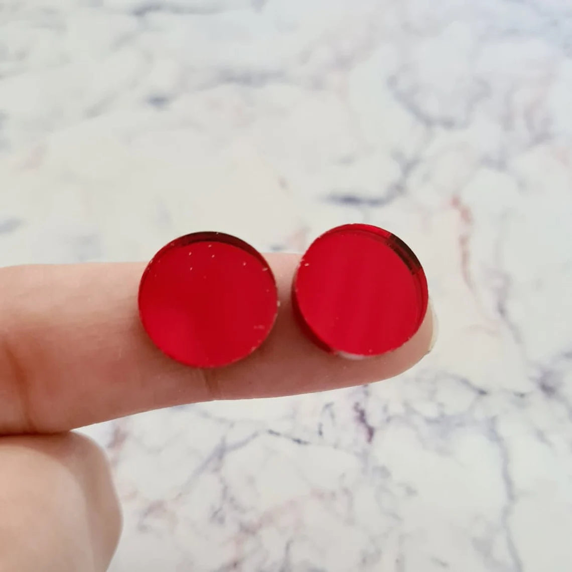 14mm RED MIRROR Acrylic Toppers/Studs
