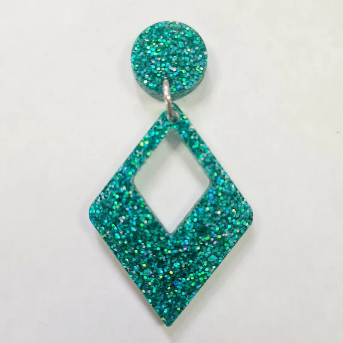 14mm TEAL GLITTER Acrylic Toppers/Studs