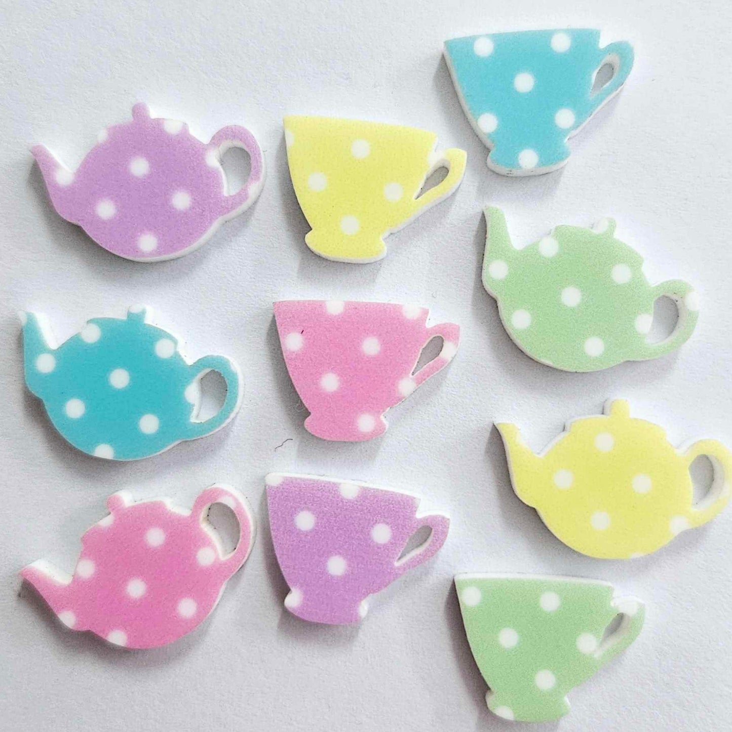 20mm POLKA DOT Acrylic TEAPOT & TEACUP MIXED PACK