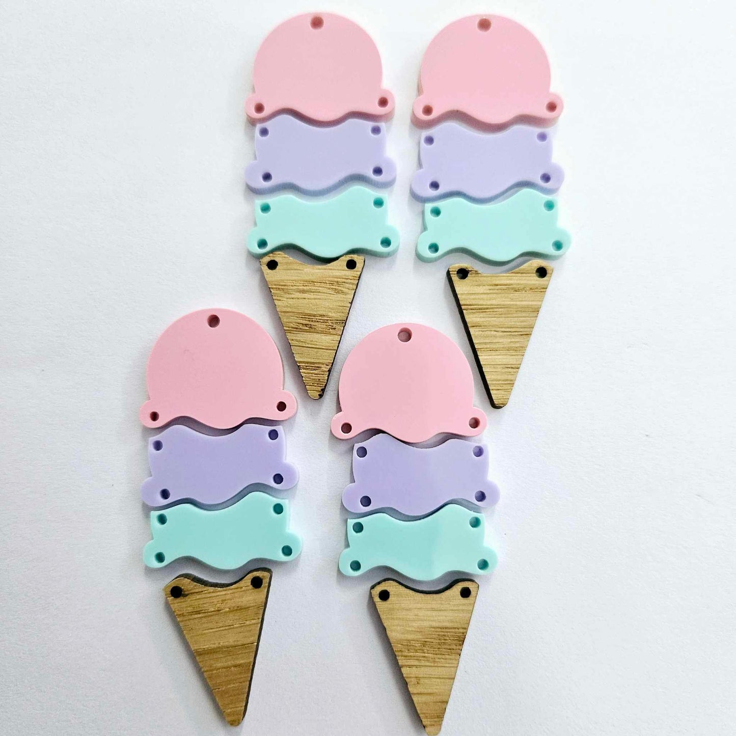 65mm Laser Cut PASTEL Acrylic TRIPLE SCOOP ICE-CREAM