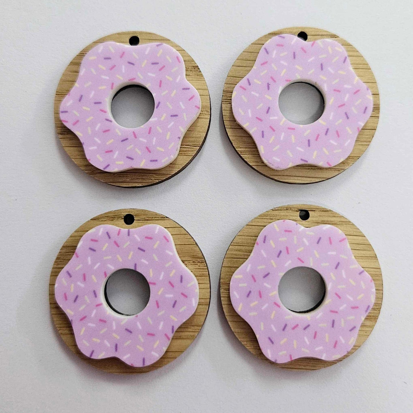 35mm OAK & PURPLE SPRINKLE Acrylic DONUTS