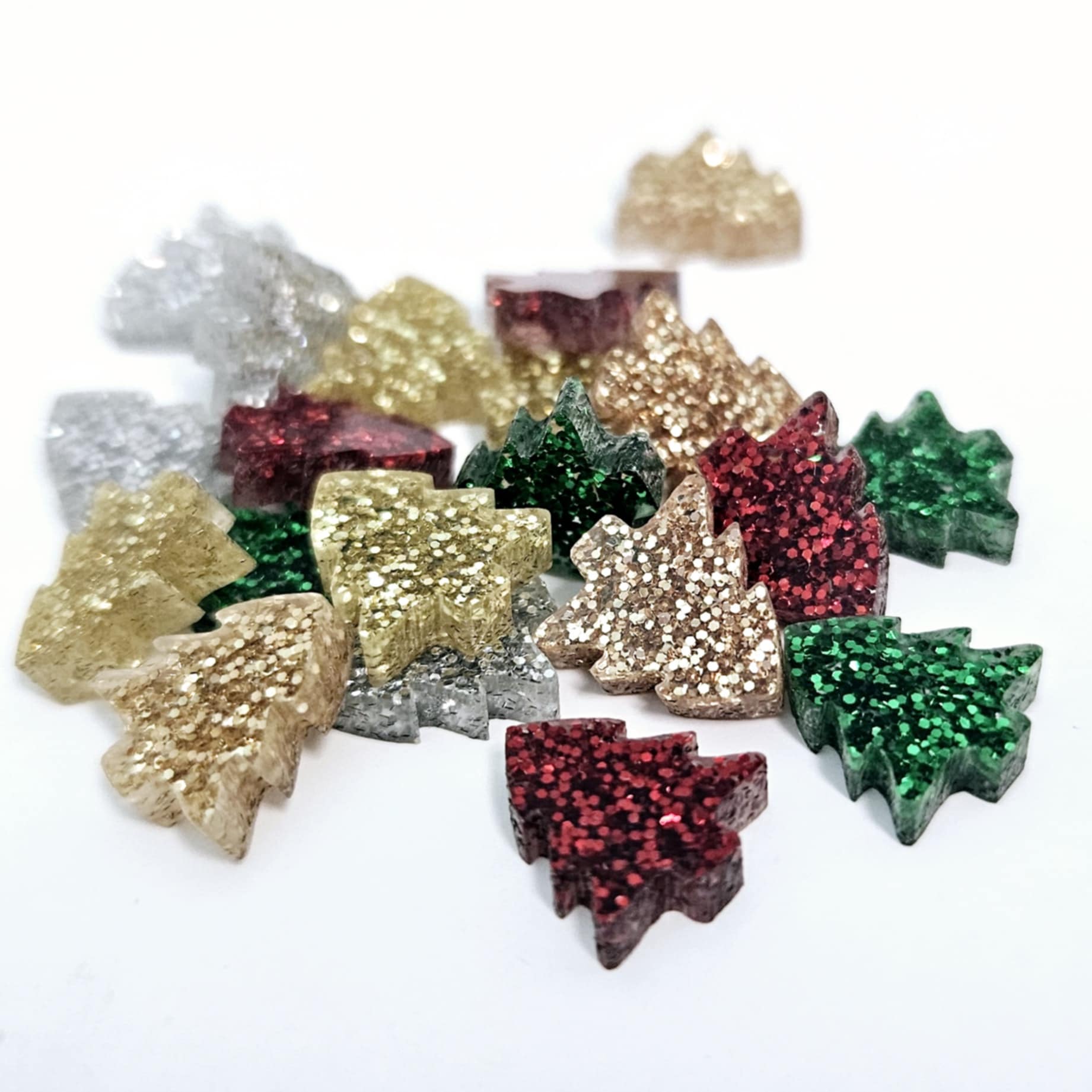 12mm kids Christmas tree green red silver gold rose gold glitter mixed pack DIY earring supplies laser cut acrylic studs blanks