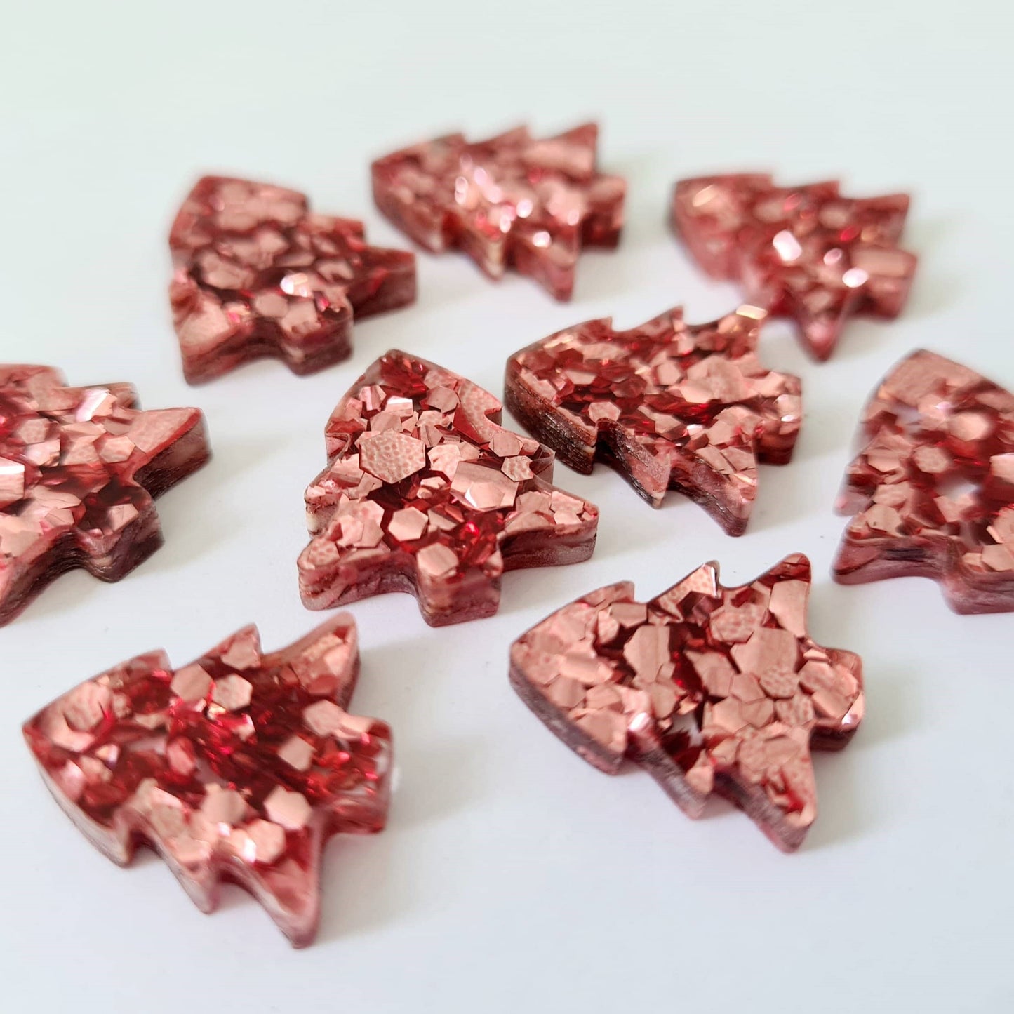 16mm CHUNKY ROSE GOLD Glitter CHRISTMAS TREES