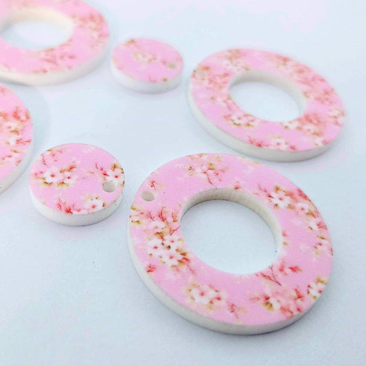 33mm CHERRY BLOSSOM Acrylic MINI HOOPS, with toppers